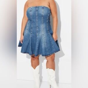 NEW Wild Fable Size Xxl Strapless Denim Pleated Mini dress